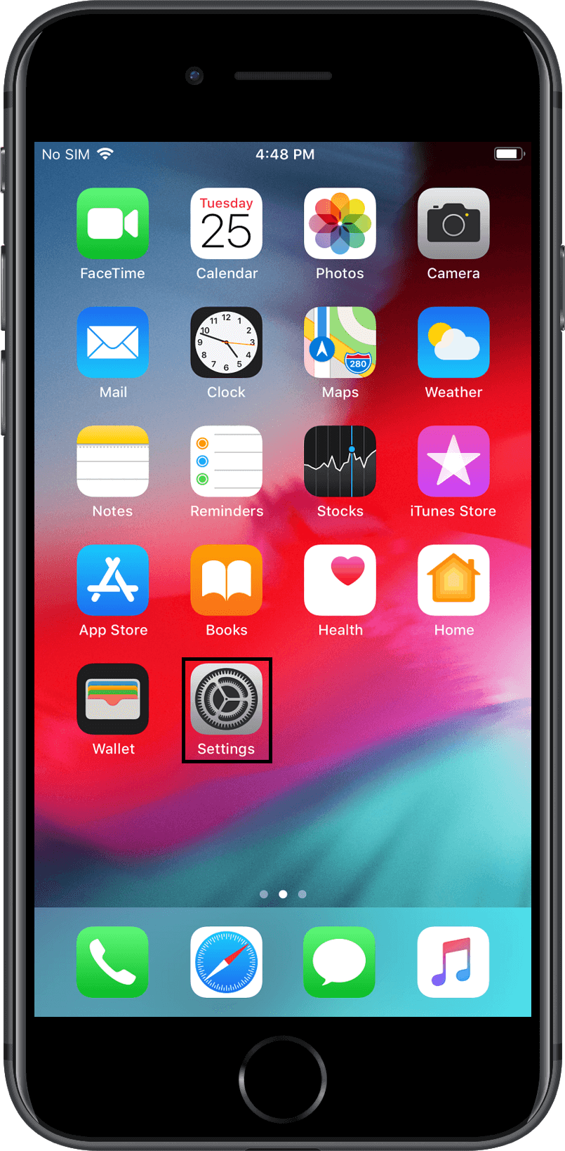 Settings icon on iPhone for enabling Geo-tracking