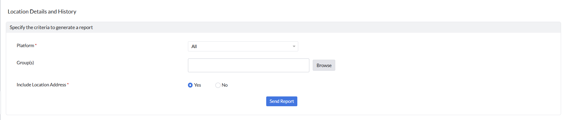 Send report button screenshot