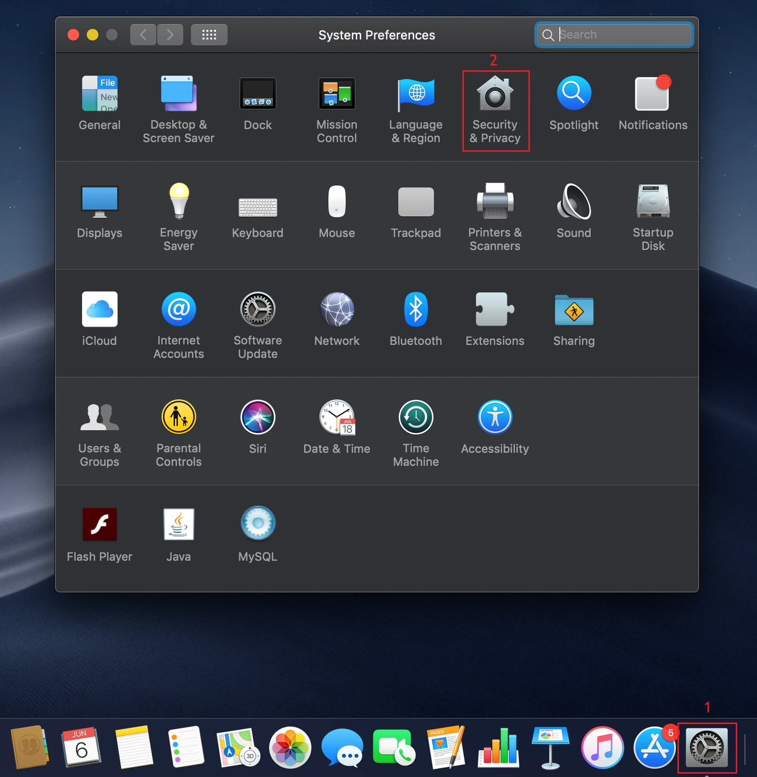 Selecting System Preferences for enabling Location Services for Mac Geotracking with MDM Selecting System Preferences for enabling Location Services for Mac Geotracking with MDM