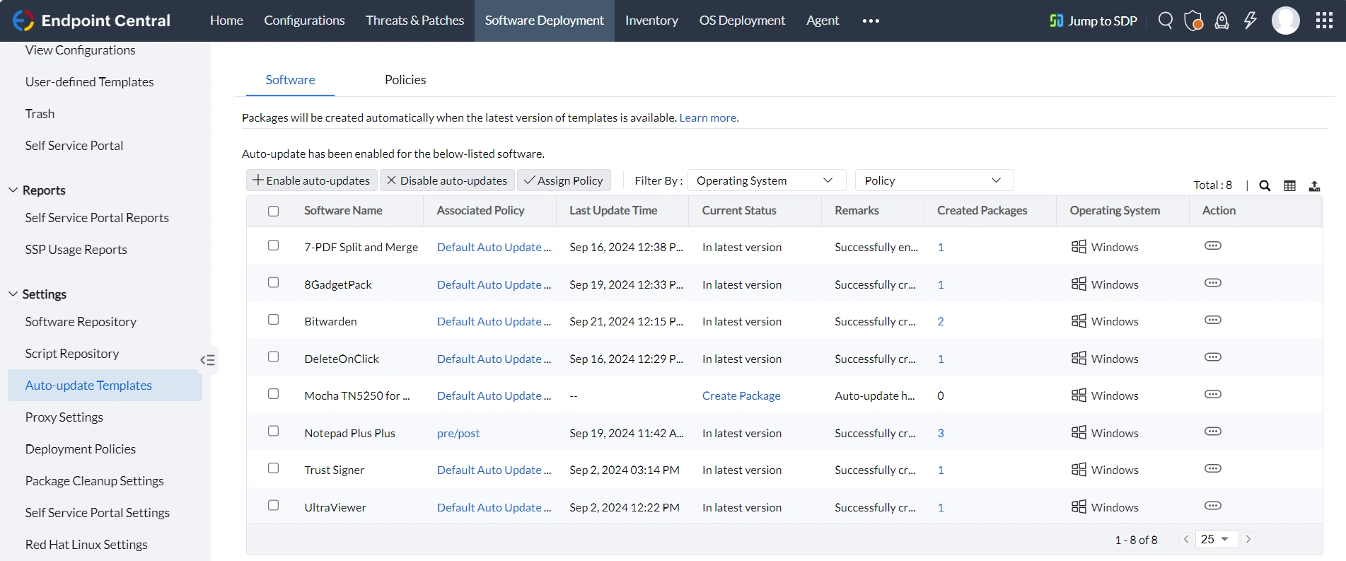 software-deployment screenshot