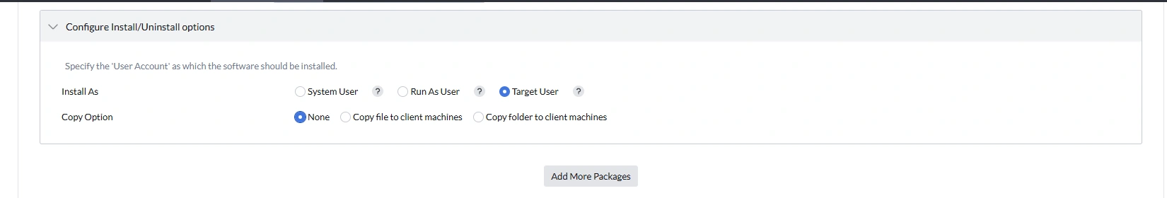 Configuration Install/uninstall option Configuration Install/uninstall option