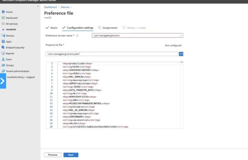 Steps to Deploy com.manageengine.ems.plist