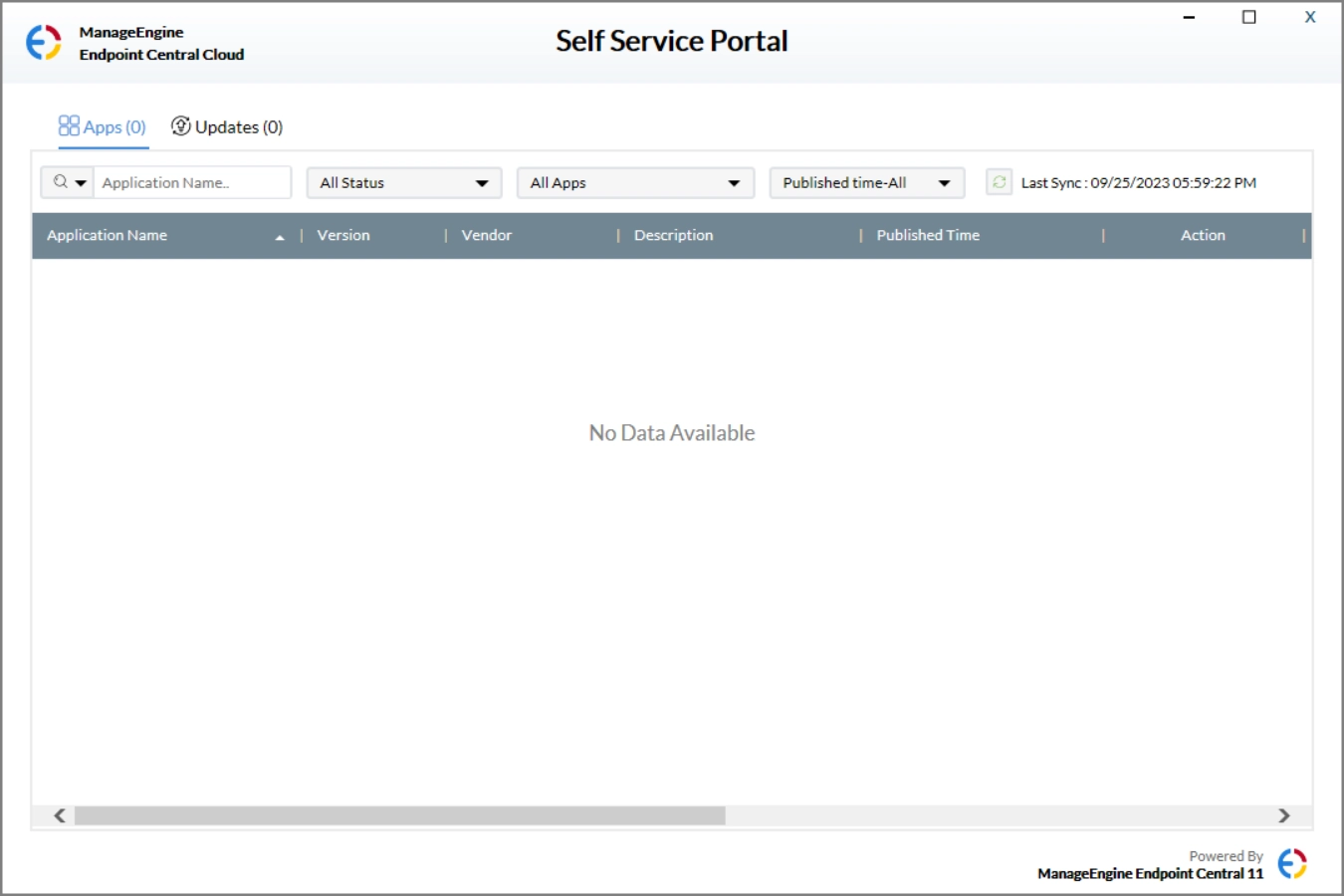 Self Service Portal displaying default branding before customization