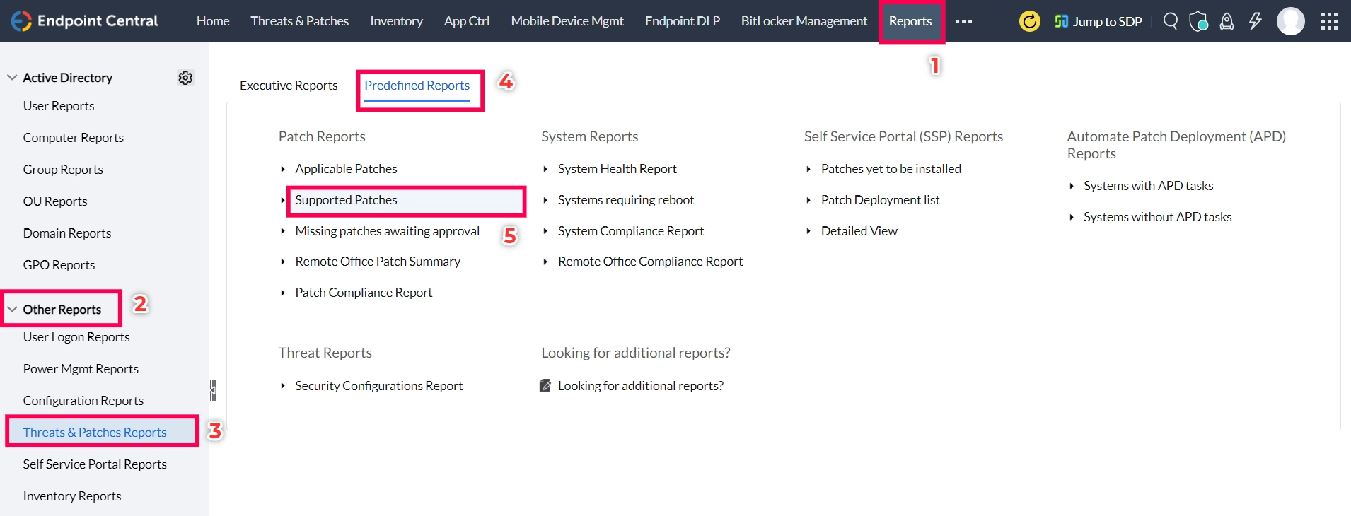 reports screenshot