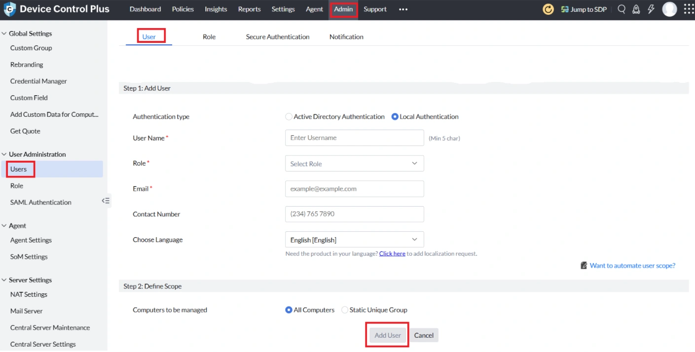 OS-Deployer User and role administration