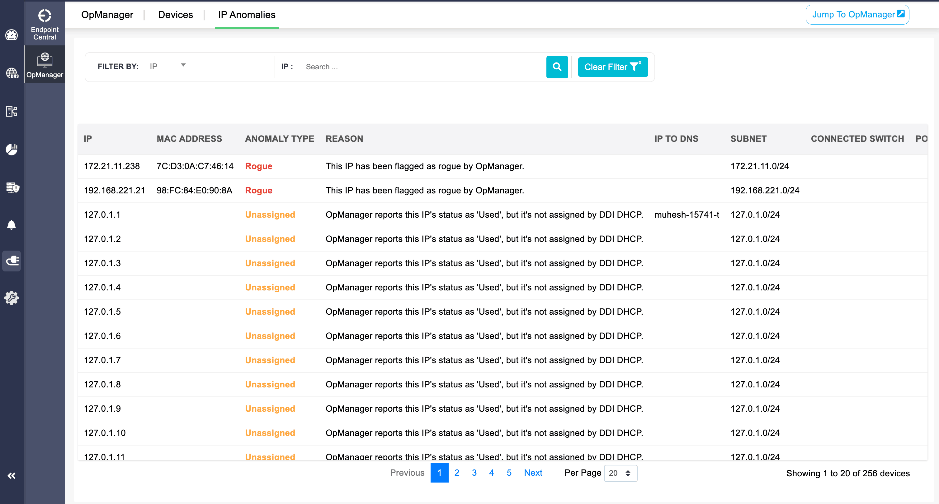 Cross-region resource view