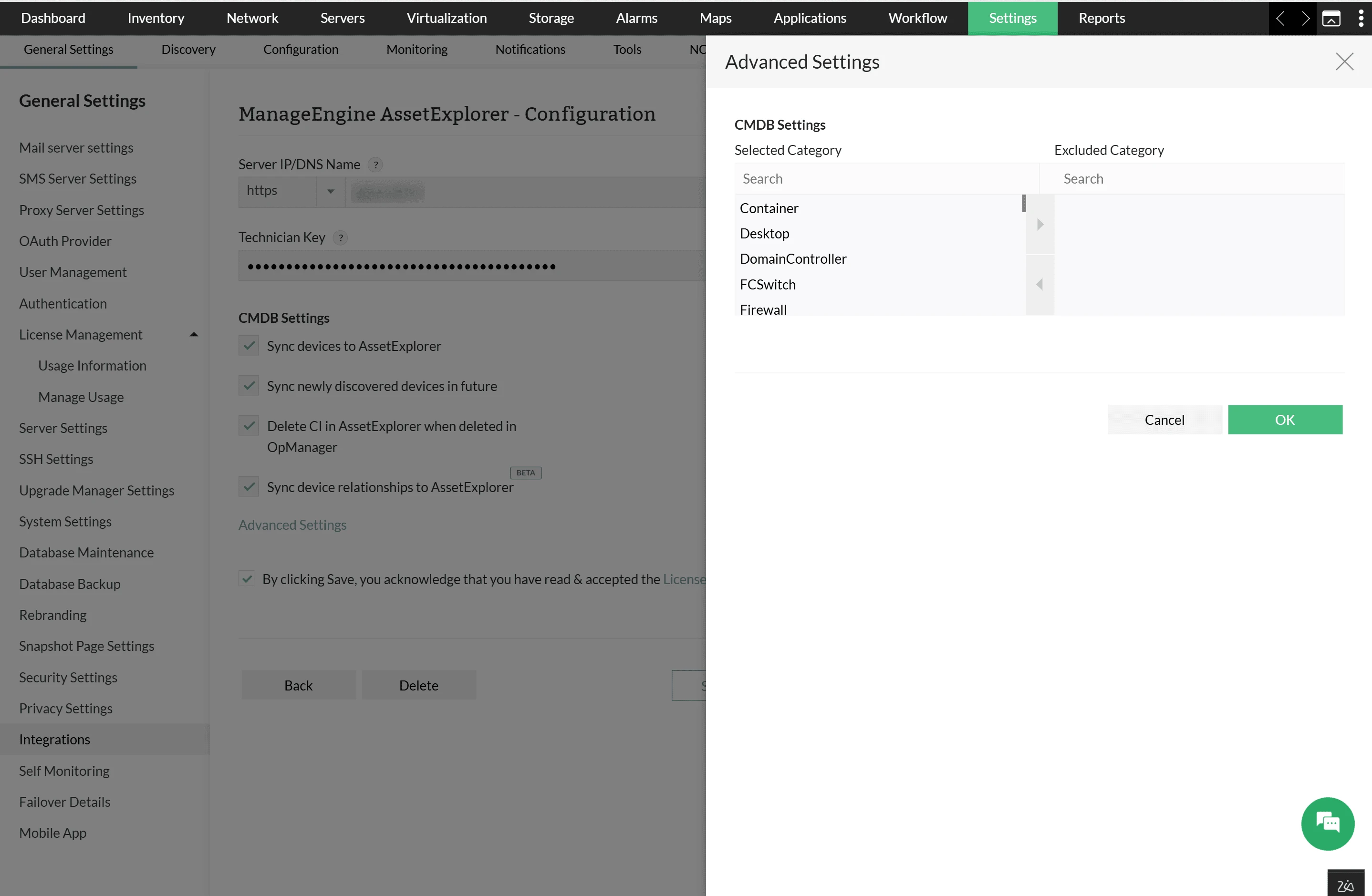 Opmanager-AssetExplorer integration