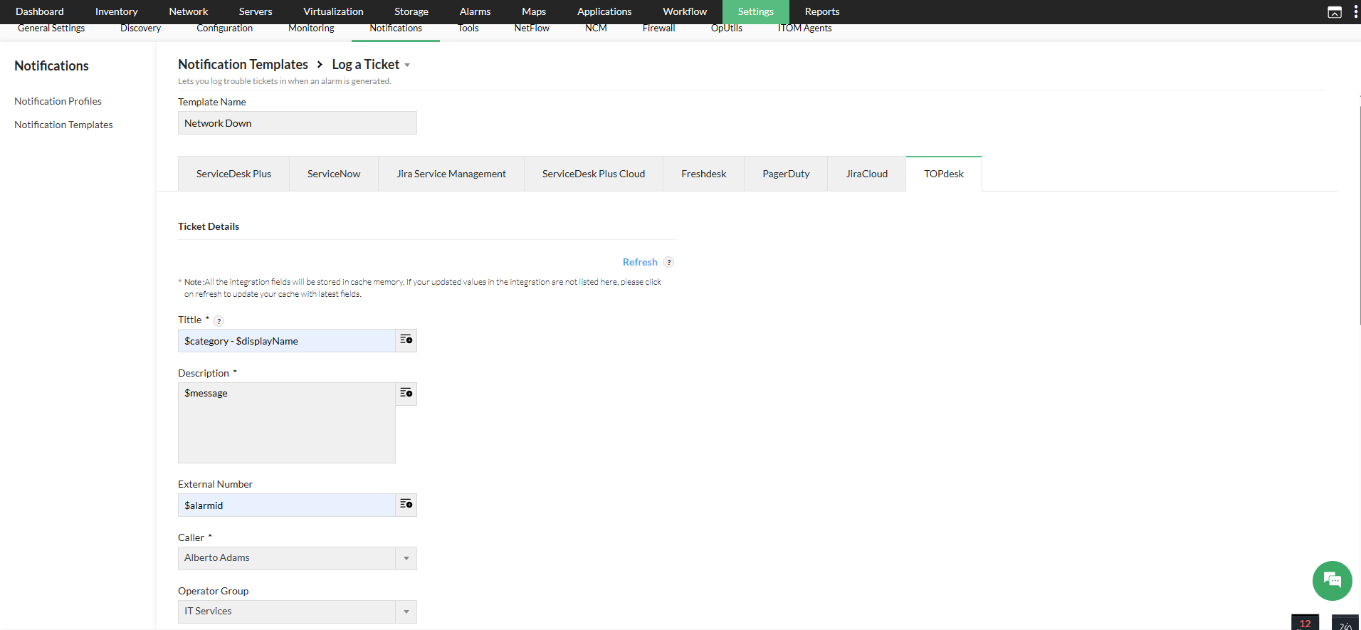 Opmanager-TOPdesk integration
