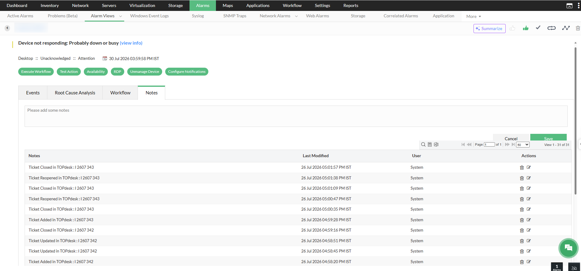 Opmanager-TOPdesk integration
