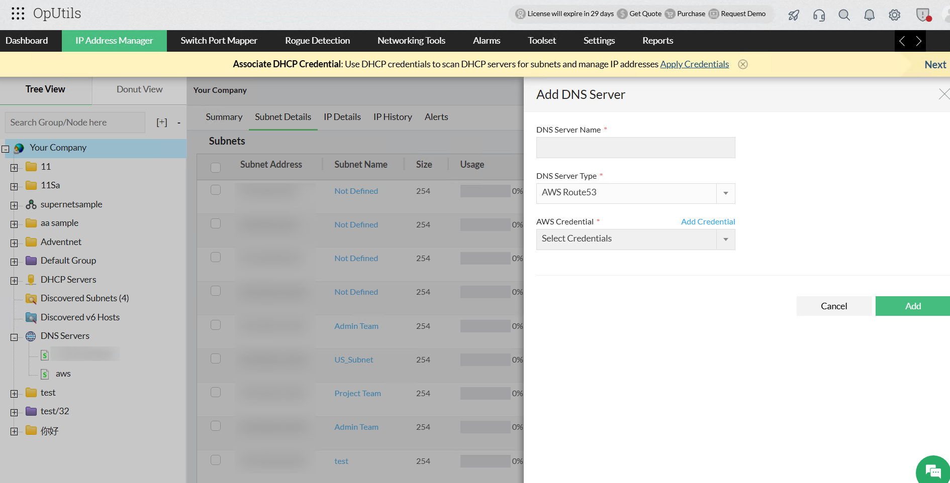 AWS Route 53 Management - ManageEngine OpUtils