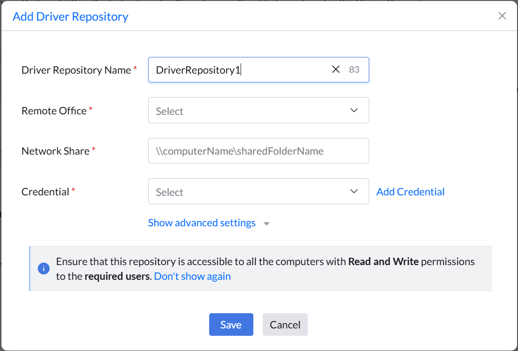 Add new driver repository screen