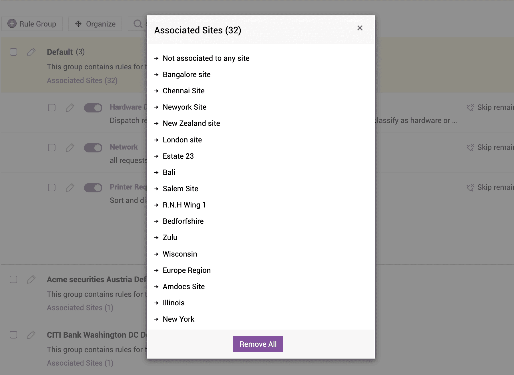 Site specific automation