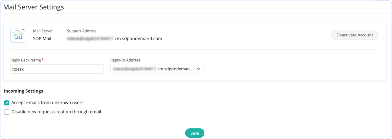 ServiceDesk Plus and custom mailbox options to convert mails to tickets