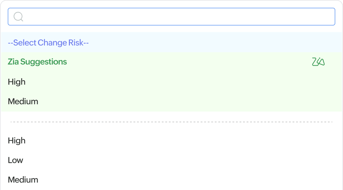 Change request showing AI risk score, predicted impact, and affected services for a campus rollout