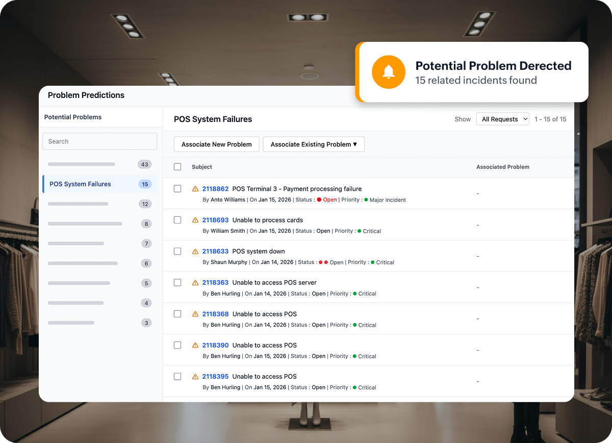 Retail ITSM platform supporting store operations, POS systems, and service teams