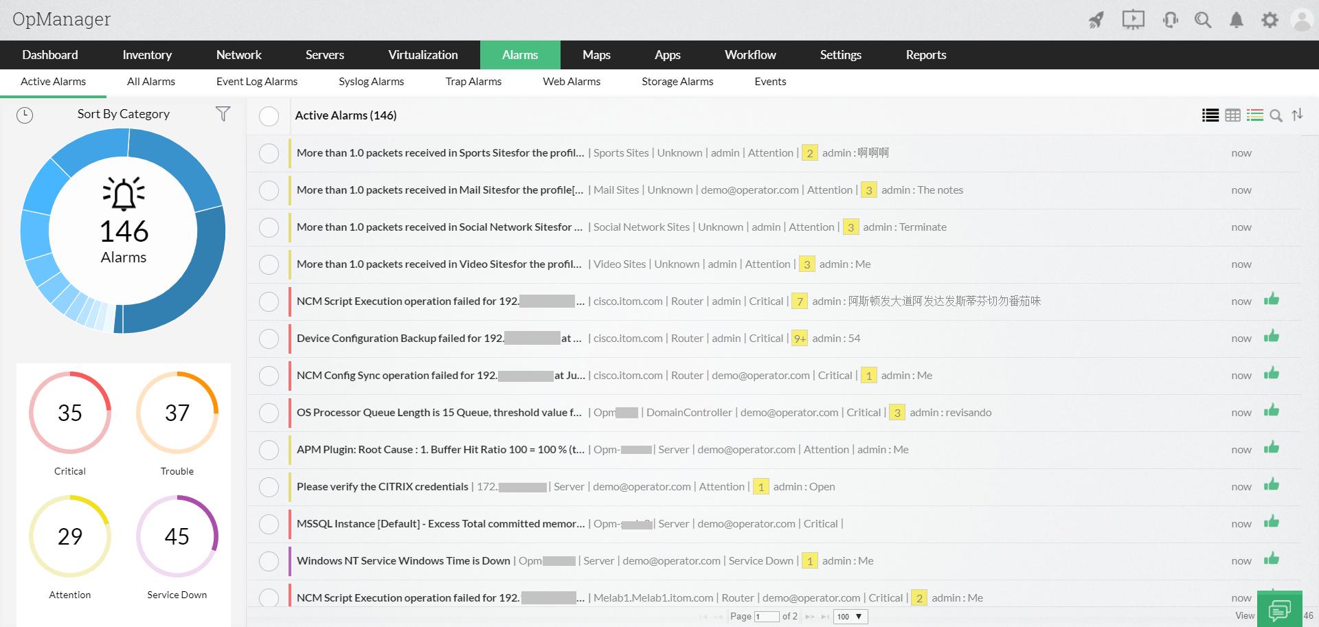 Alarms - ManageEngine OpManager