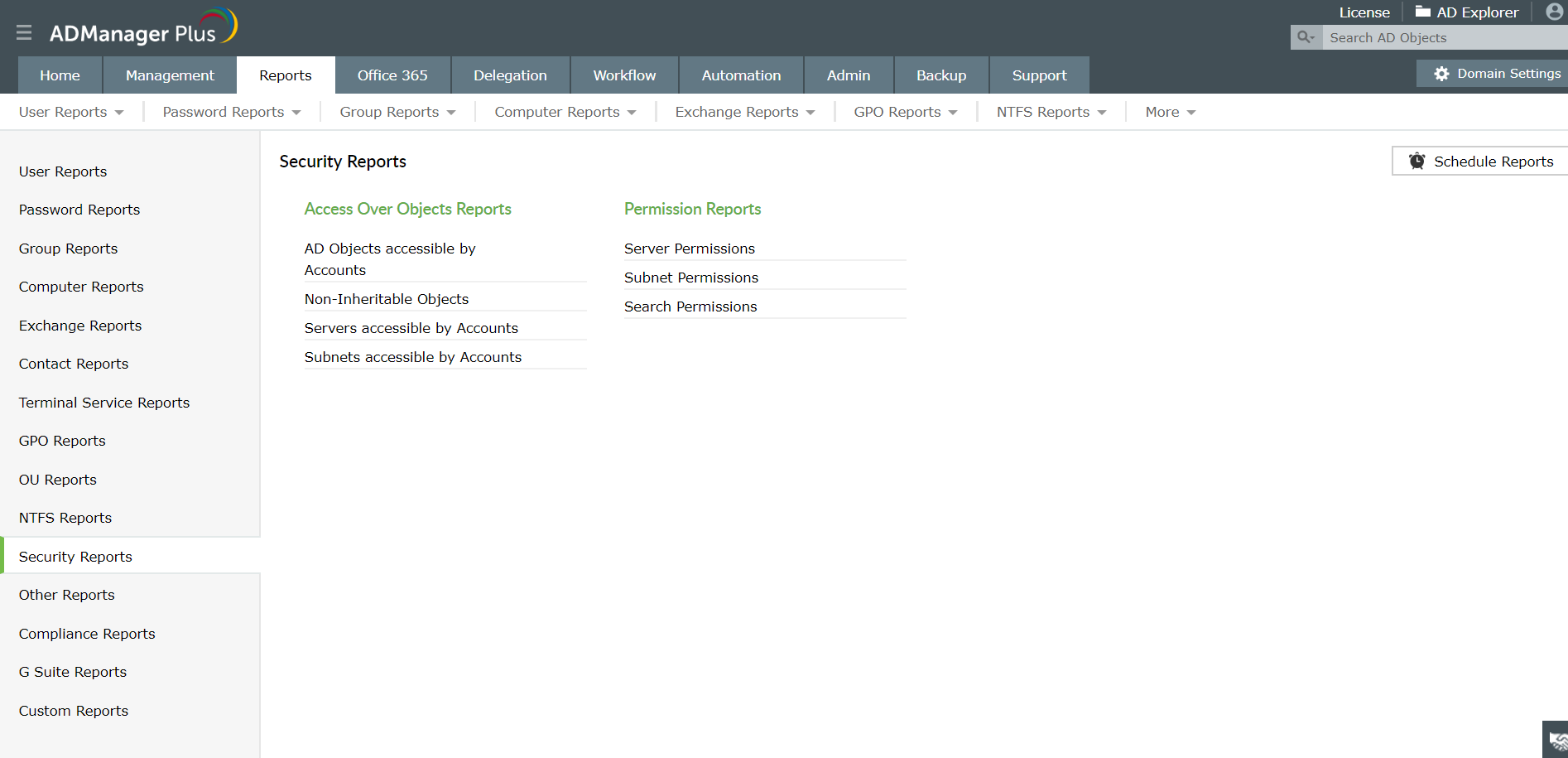 Security Reports in ADManager Plus