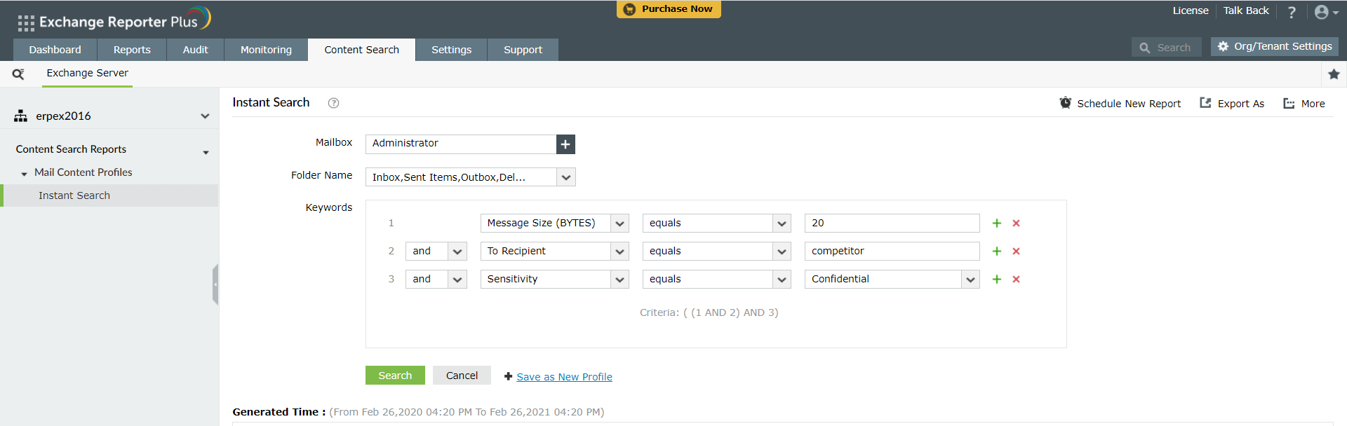 Recherche de contenu de bo&icirc;te aux lettres Exchange
