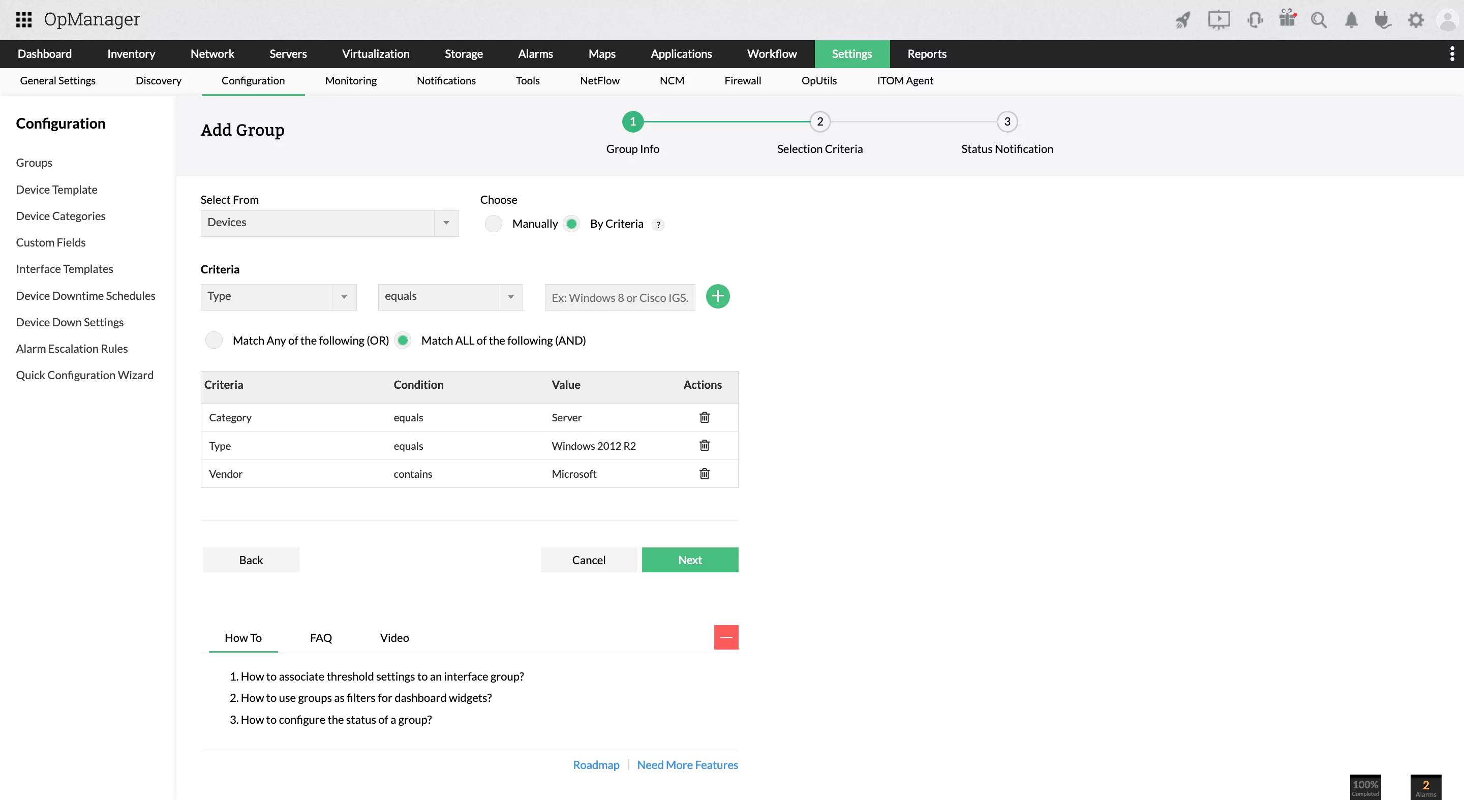 Groupingby criteria- ManageEngine OpManager