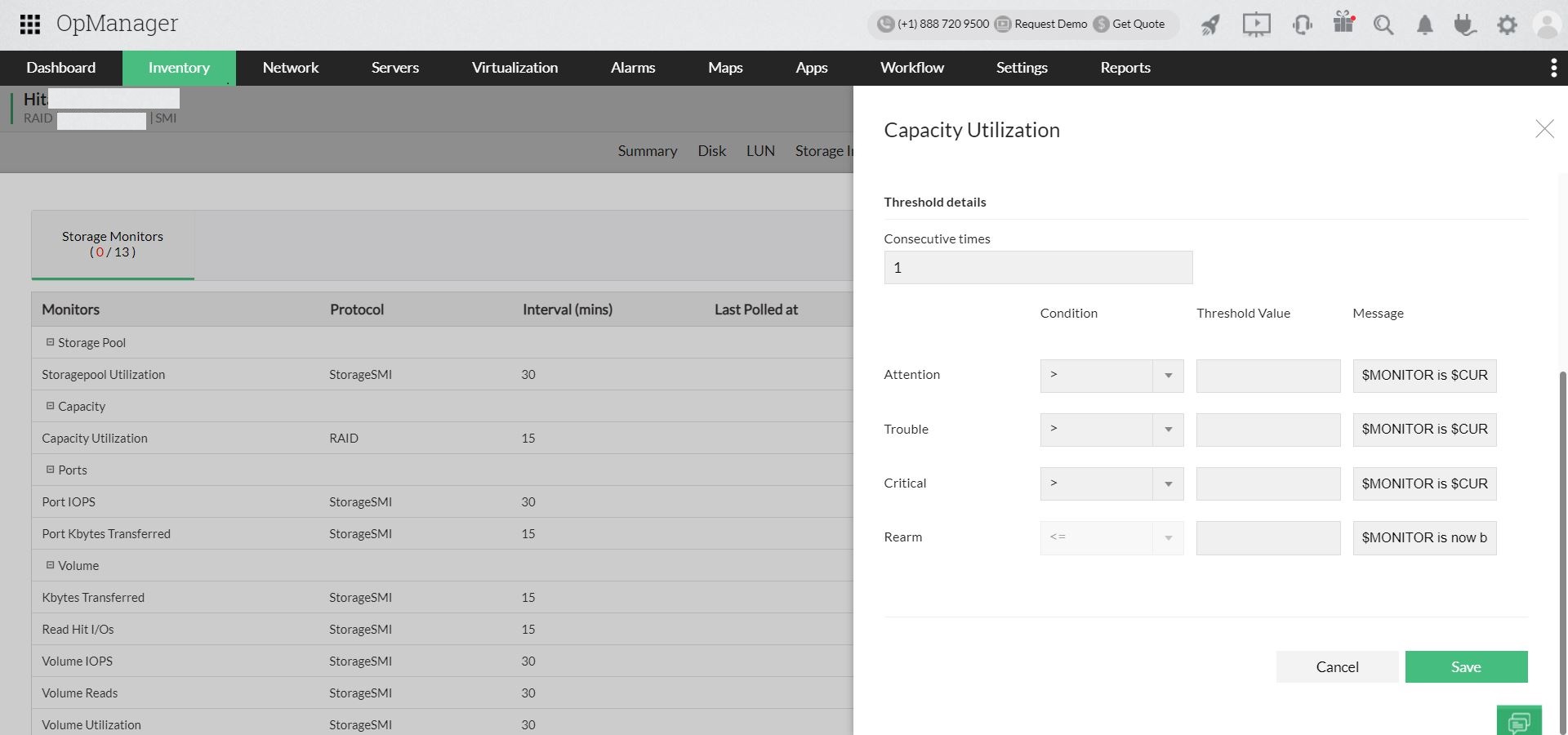 Capacity forecast alerts