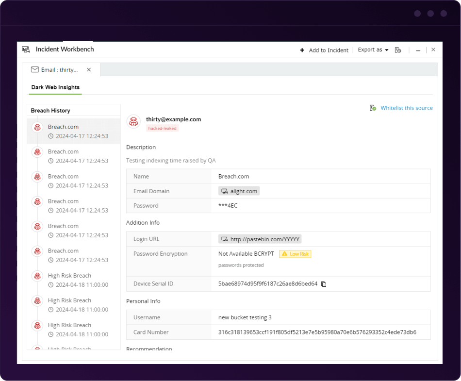 Utilize Log360's Incident Workbench to trace attacker movement and predict next steps