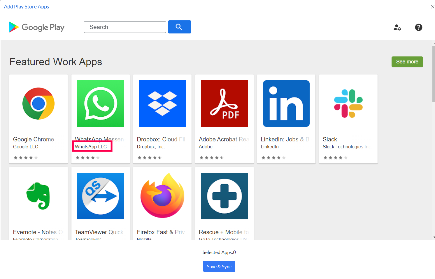 Google Play app pop-up highlighting the app name link to click instead of the publisher name