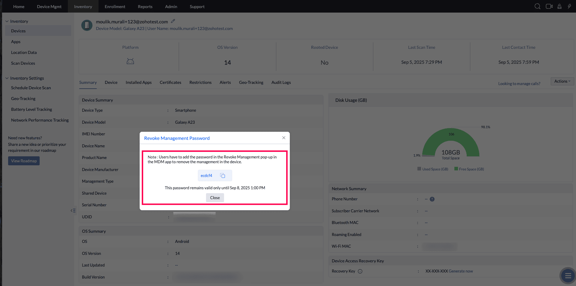 Device Access Recovery Key illustration 5