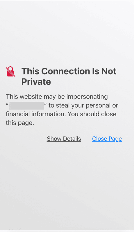 This Connection is Not Private browser warning shown during enrollment