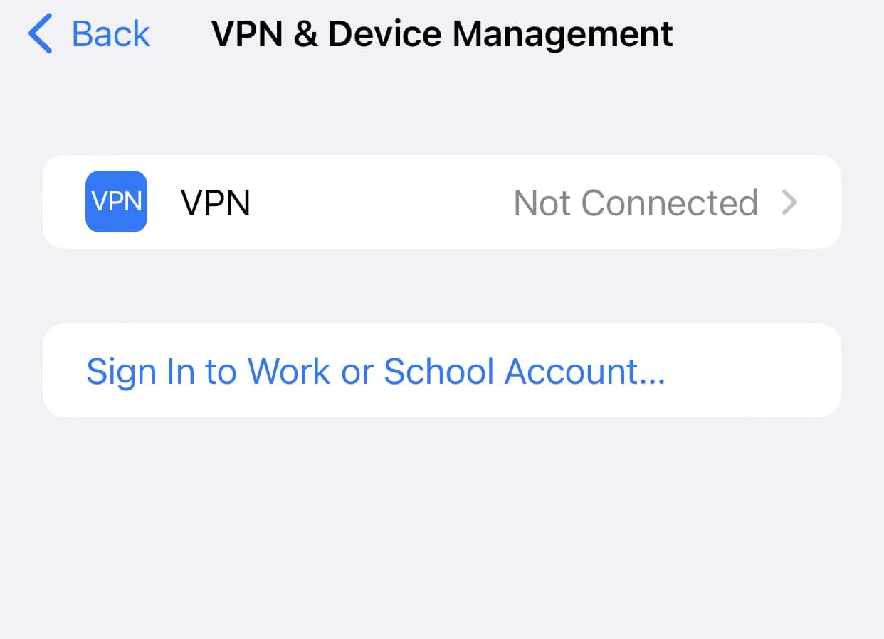 Downloaded MDM profile missing from device settings after enrollment