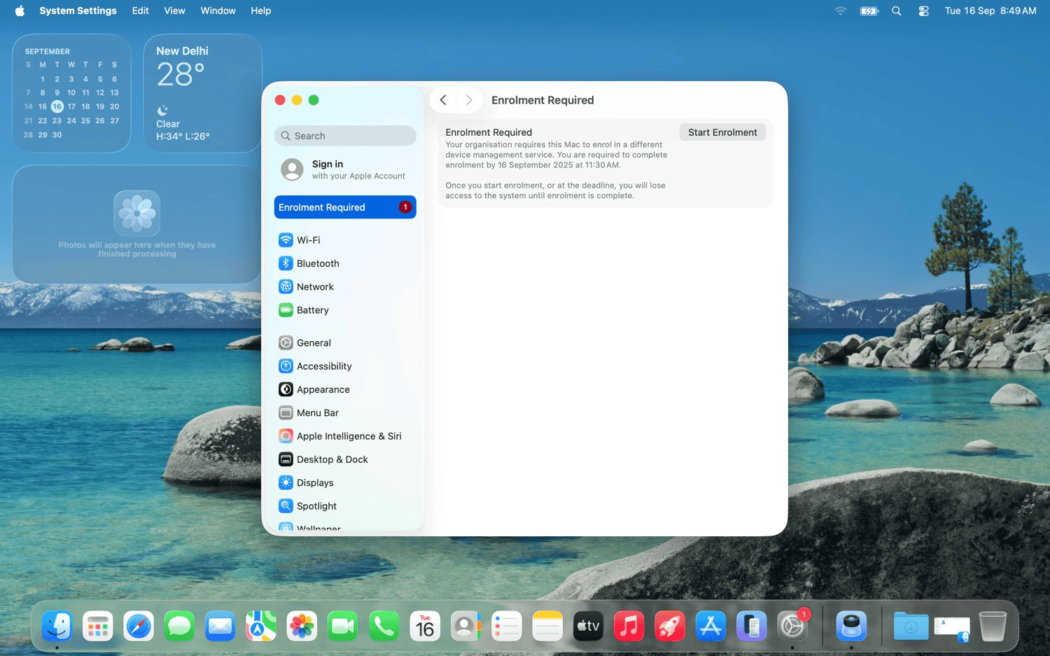 Device Management settings screen showing the Enroll option