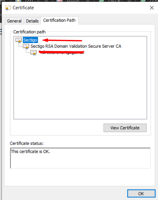 Certificate Export Wizard used to export the root certificate as rootcertificate.cer