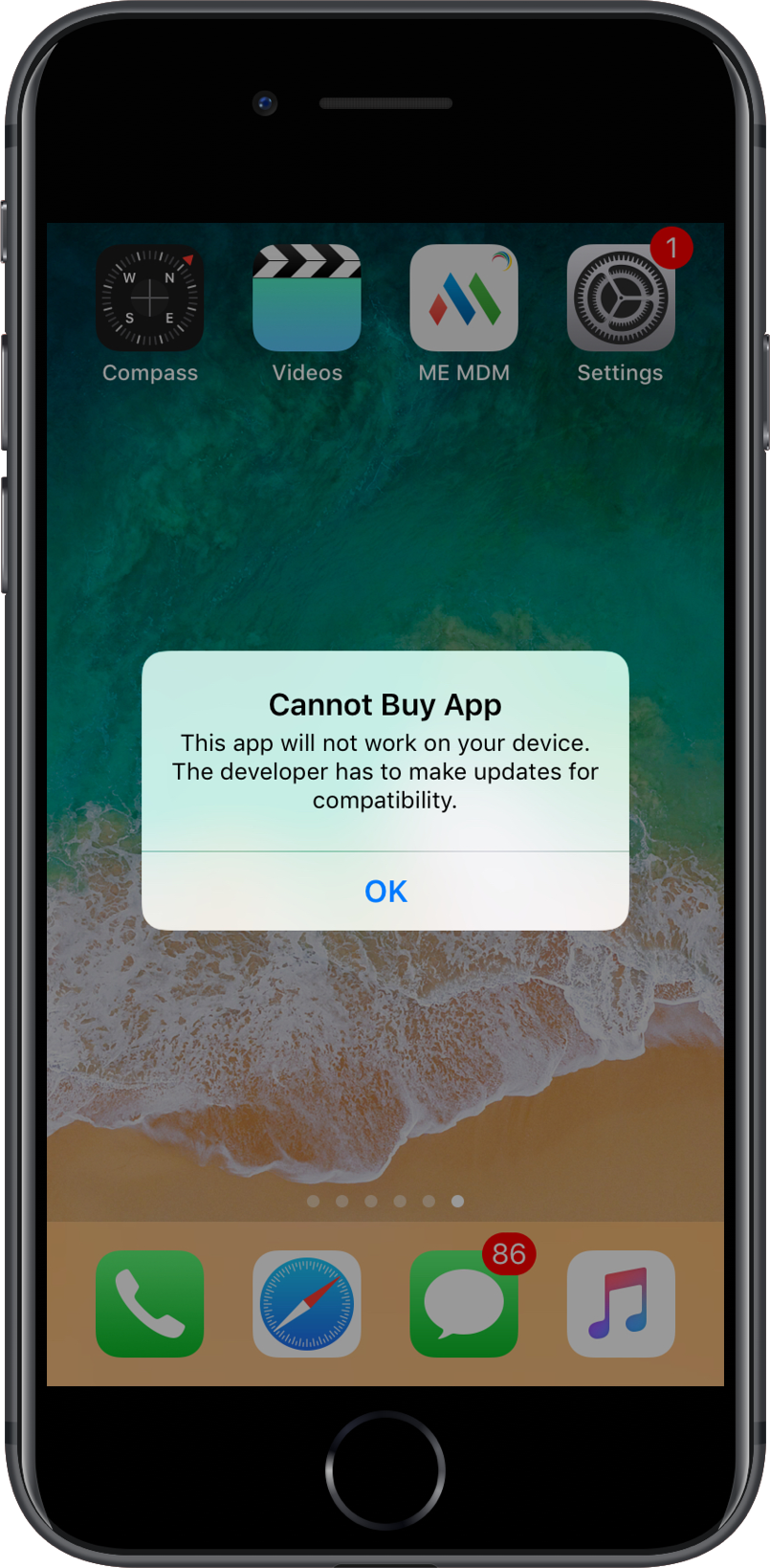 iPhone shows this warning