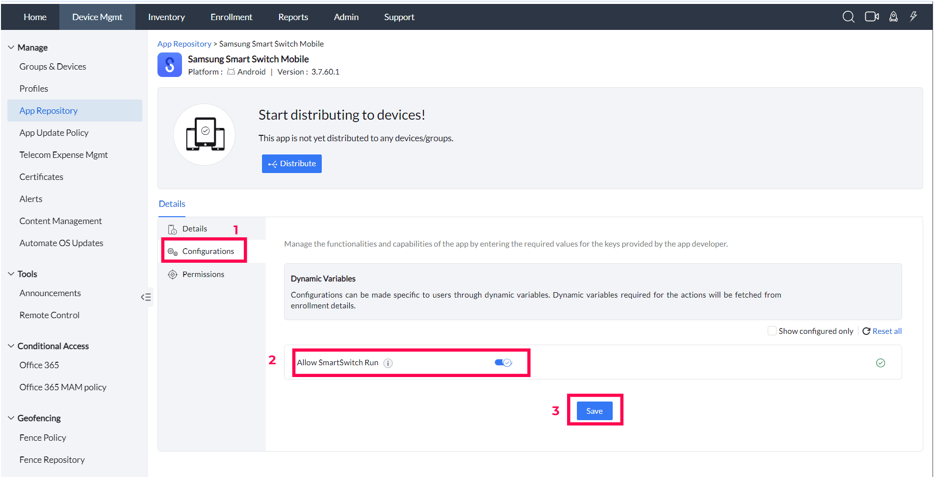 Security policy restricts use of Smart Switch illustration 5