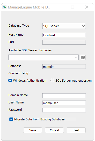 SQL DB How to use MS-SQL database in Mobile Device Manager Plus? illustration 4