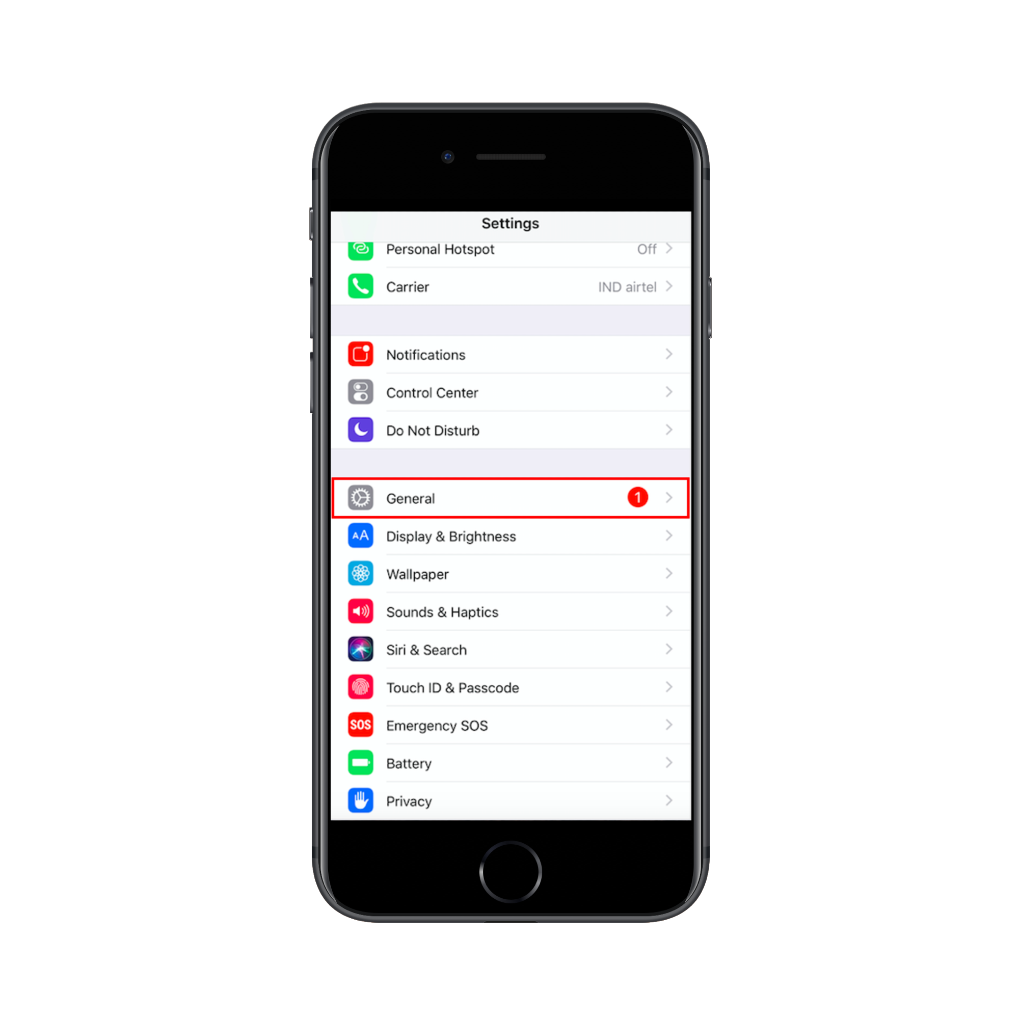 iOS Settings screen showing the Profiles & Device Management option