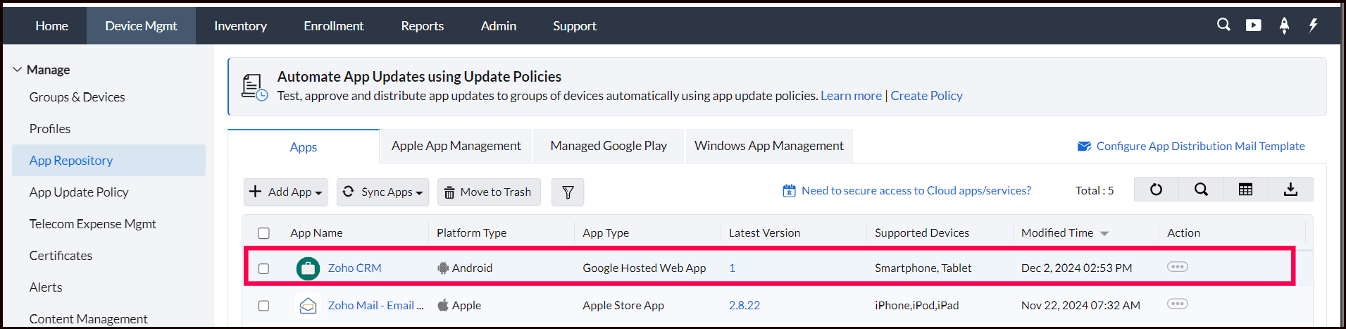 How to Publish Google Hosted Web Apps Directly from the ME MDM Console? illustration 9