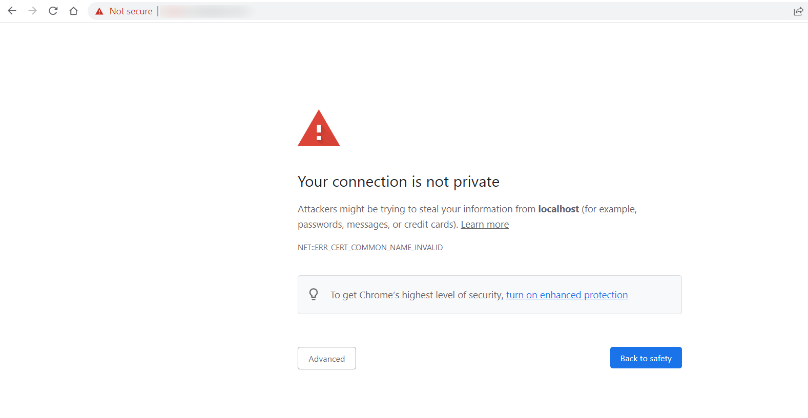 Certificate Subject Alternative Name (SAN) does not list the server host name