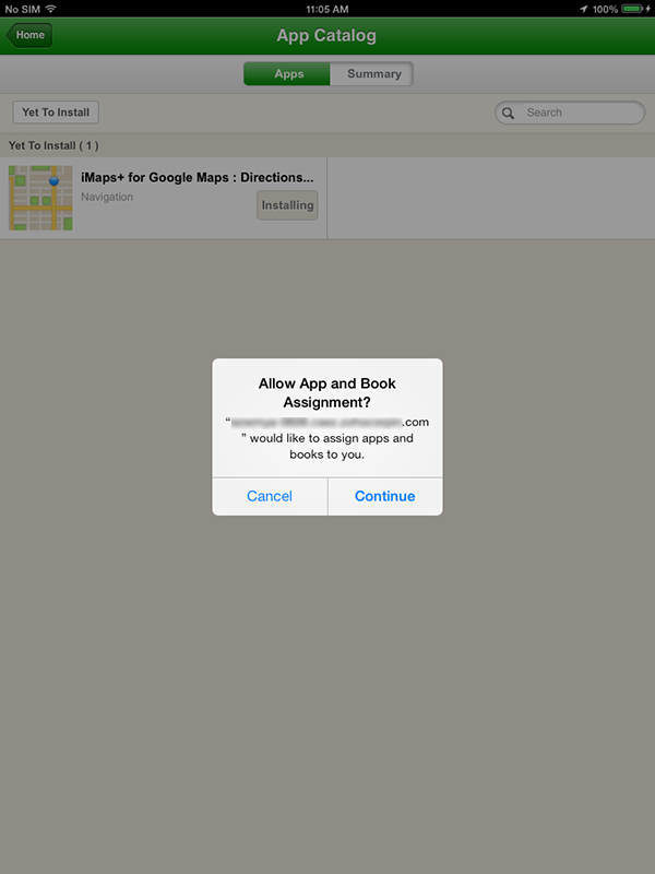 App Store screen showing the Managed Distribution invitation for the paid app