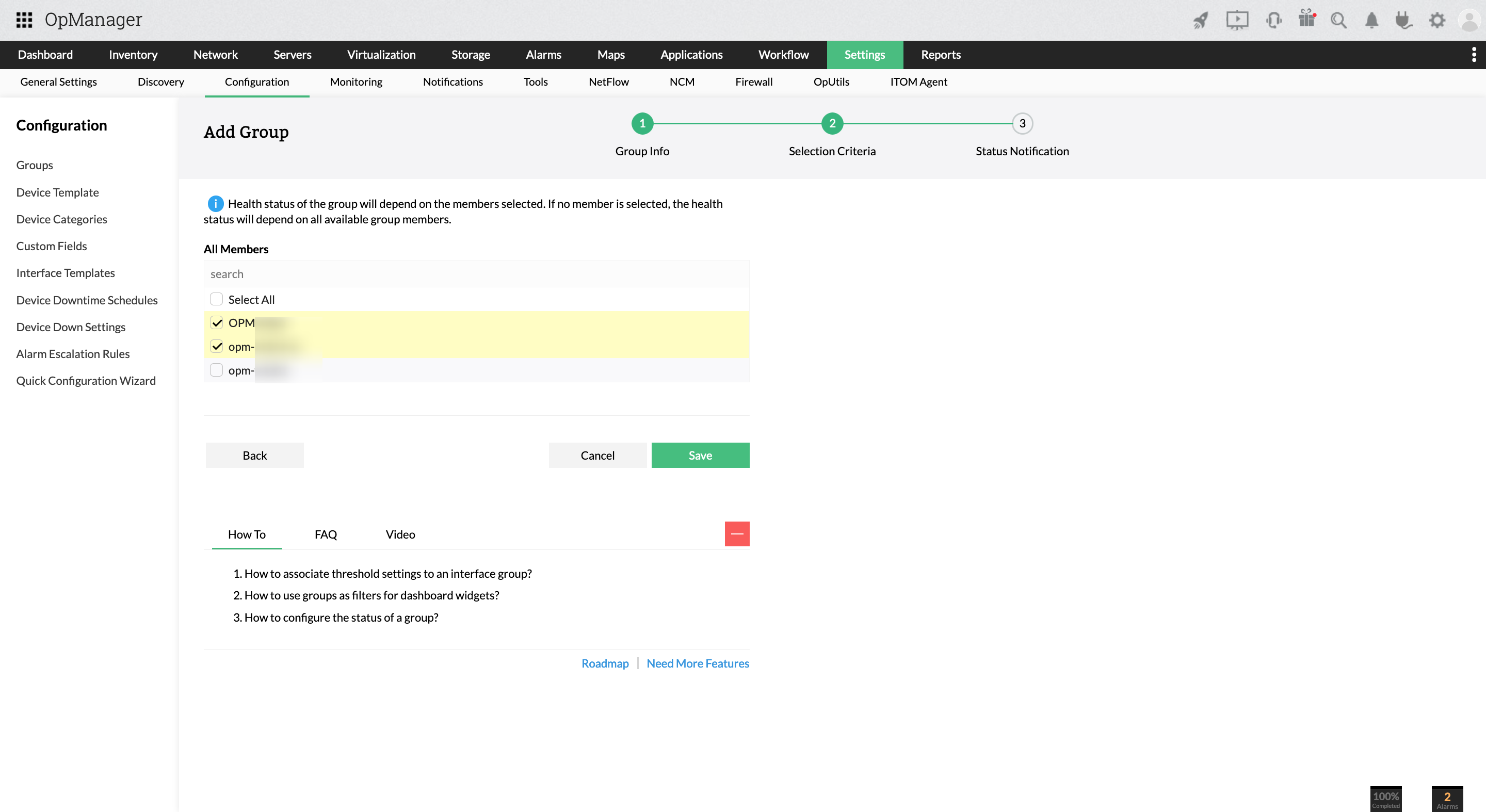 Grouping Grouping Network Elements in OpManager: Group notifications