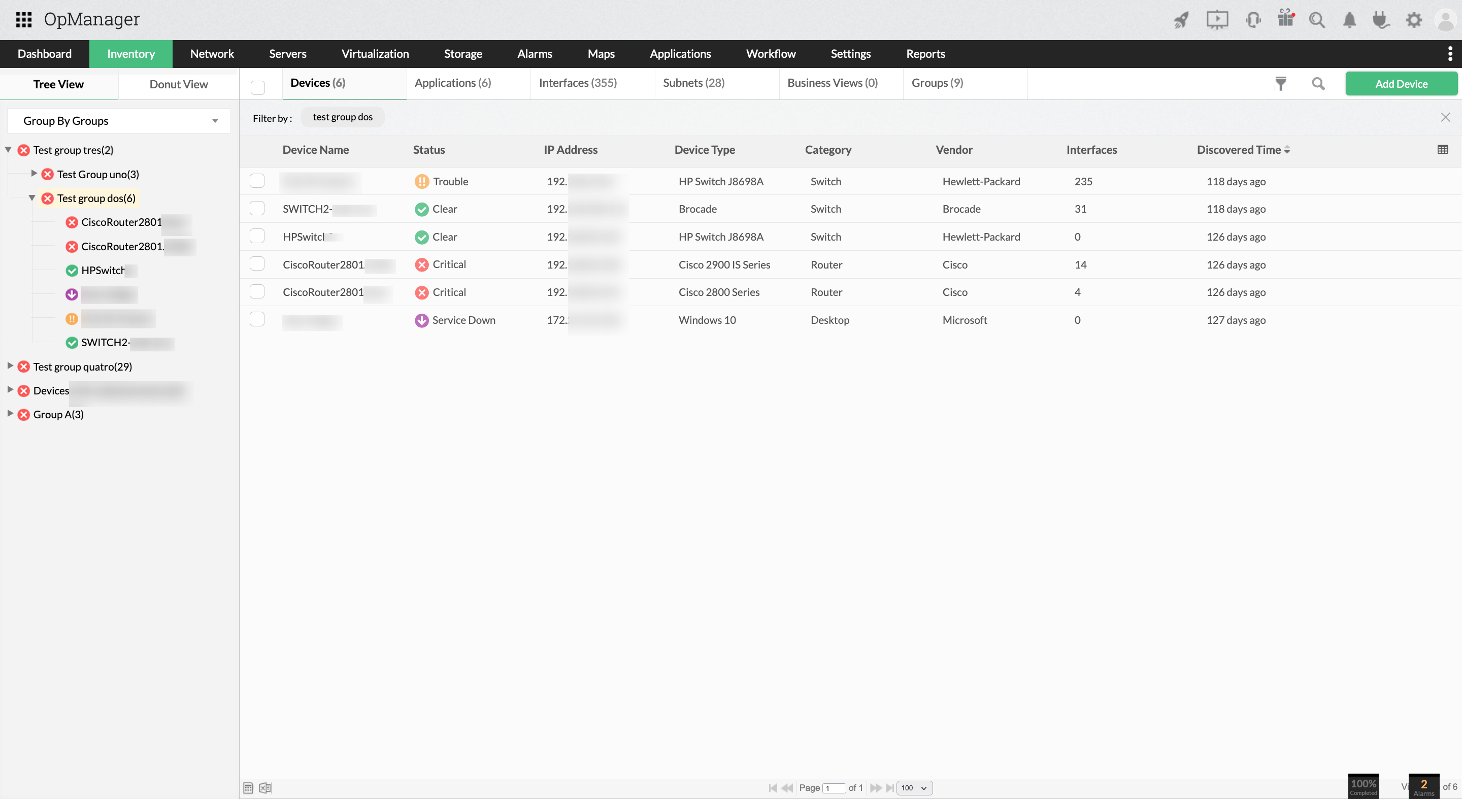Grouping network devices Grouping Network Elements in OpManager: Group tree views