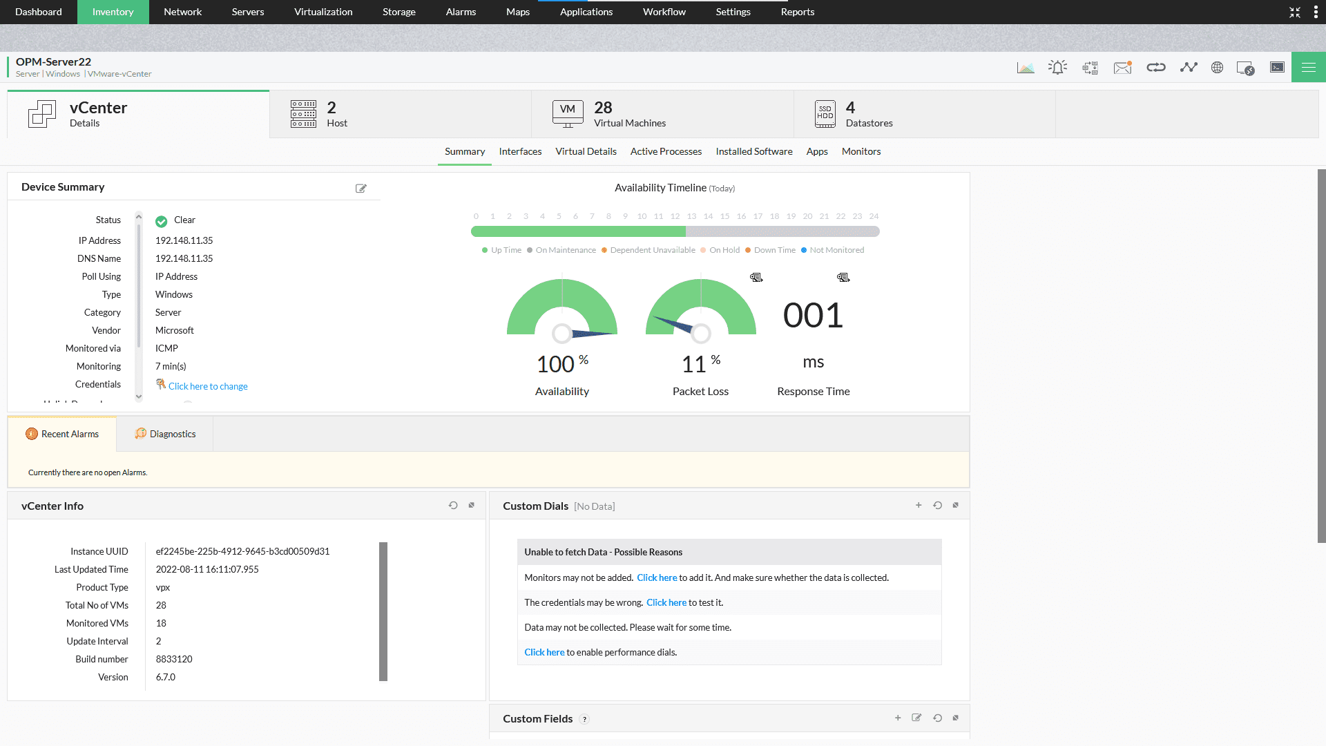 Virtual server monitoring solution Virtual visualization - ManageEngine OpManager