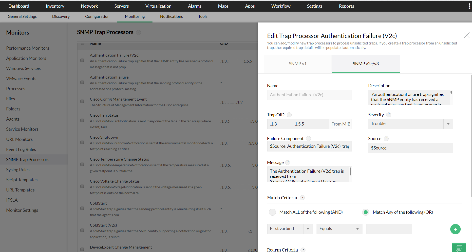 Monitor SNMP Trap SNMP Trap Monitoring - ManageEngine OpManager