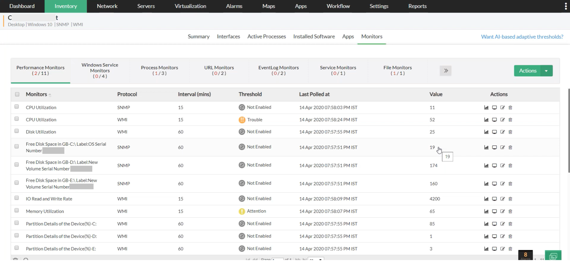 Server Uptime Monitoring in OpManager: Proactive monitoring of server health