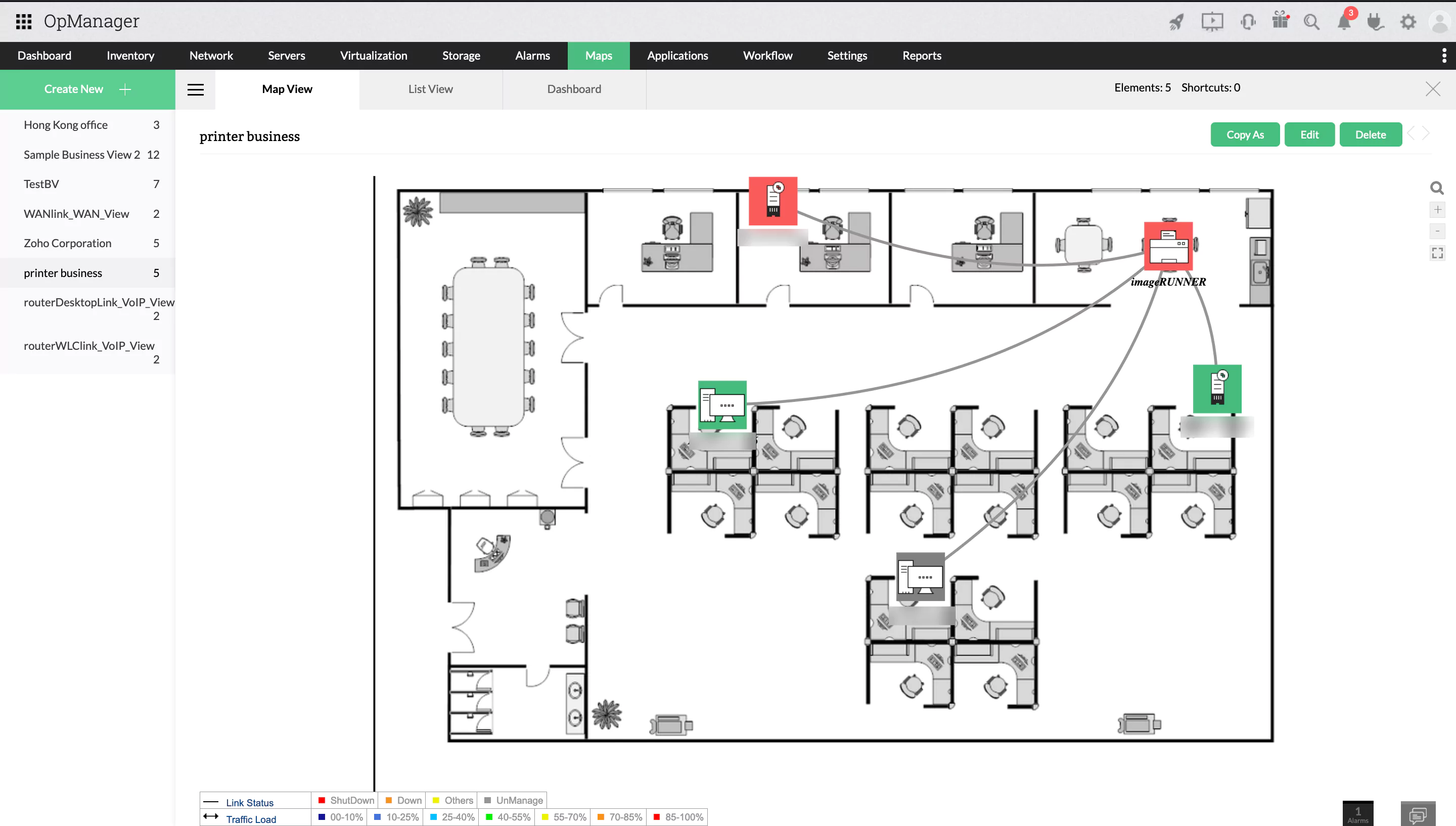 Vista de la impresora en el negocio