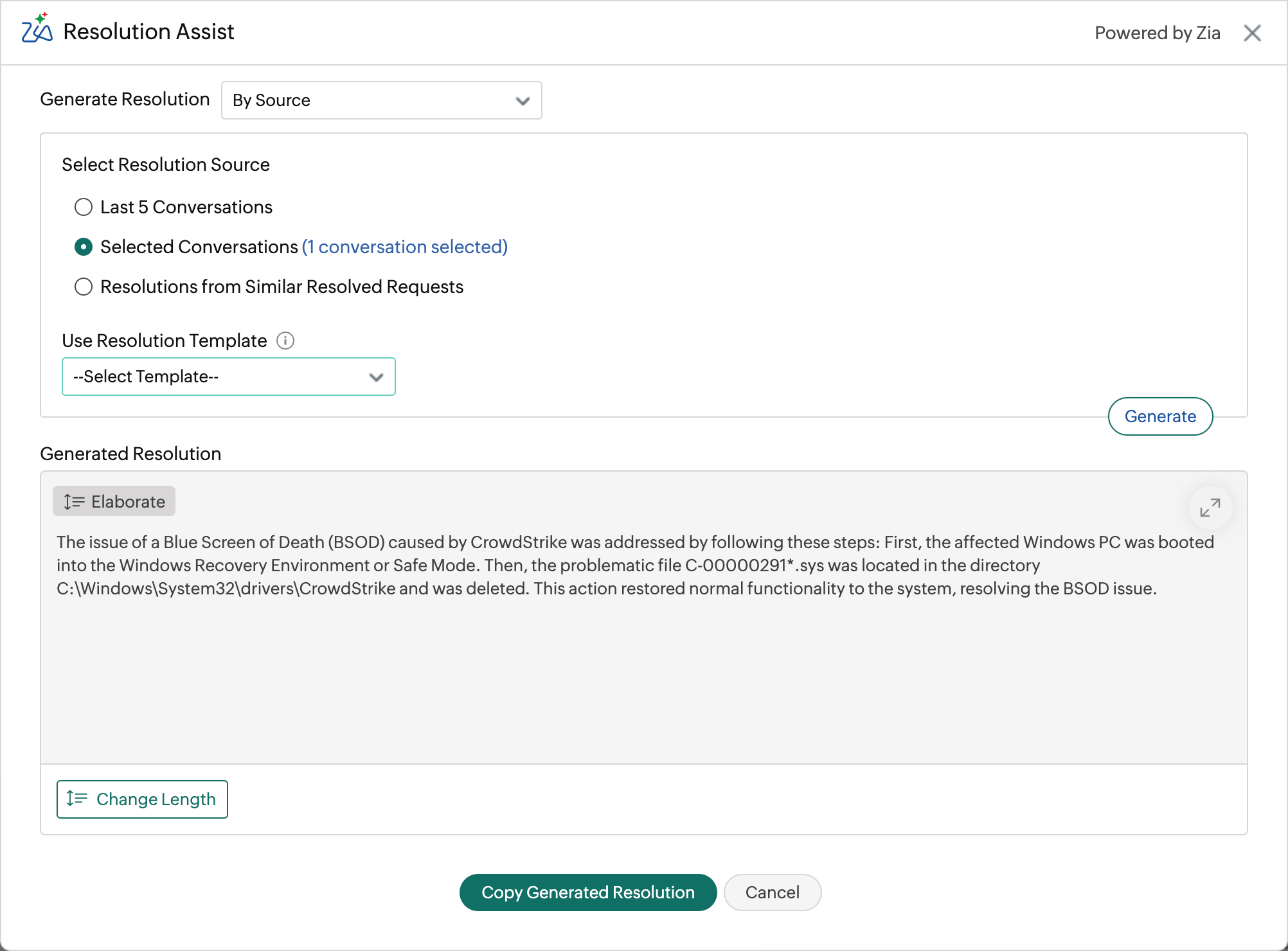 Ticket resolution assist