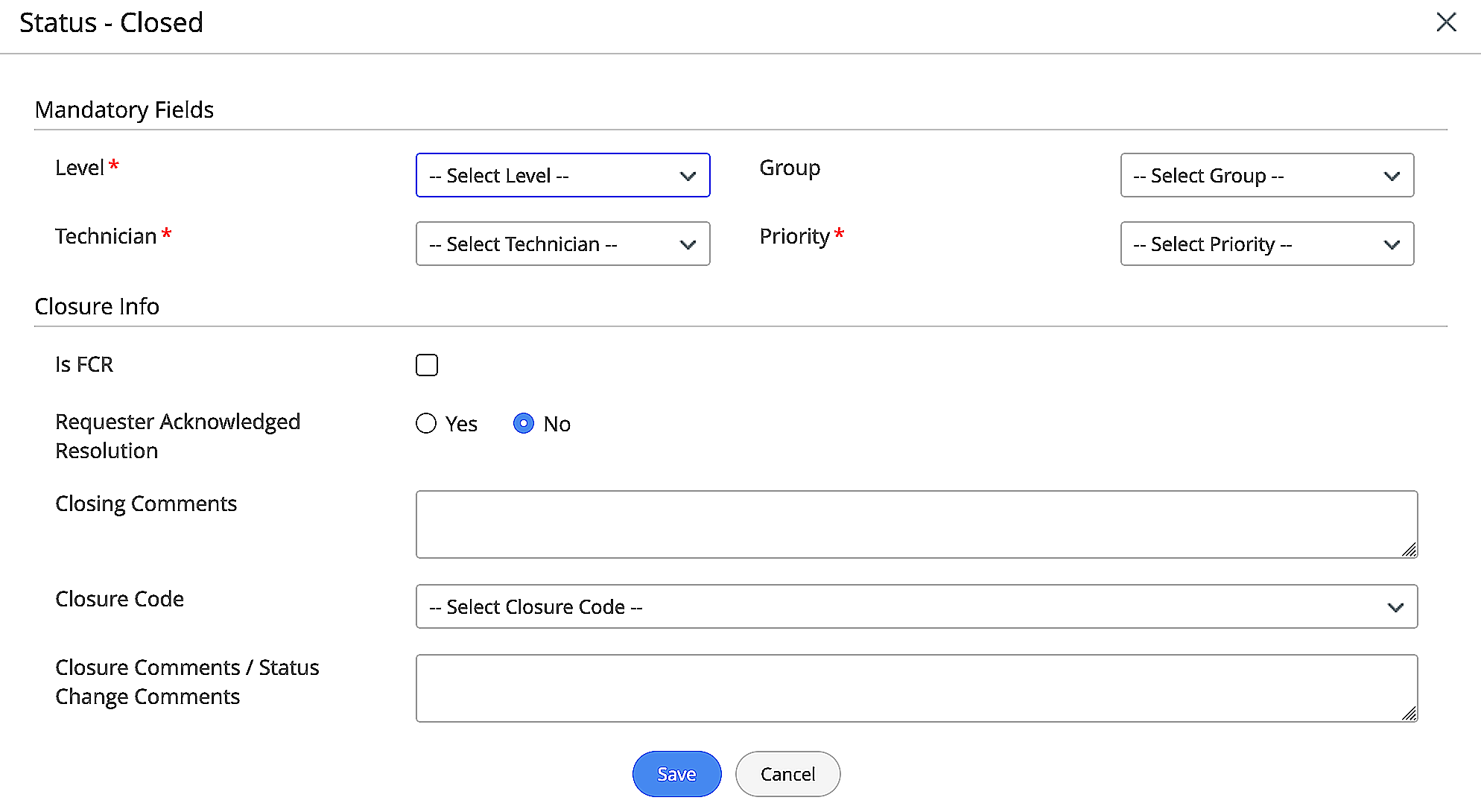 Request Closure Rules Enhancement