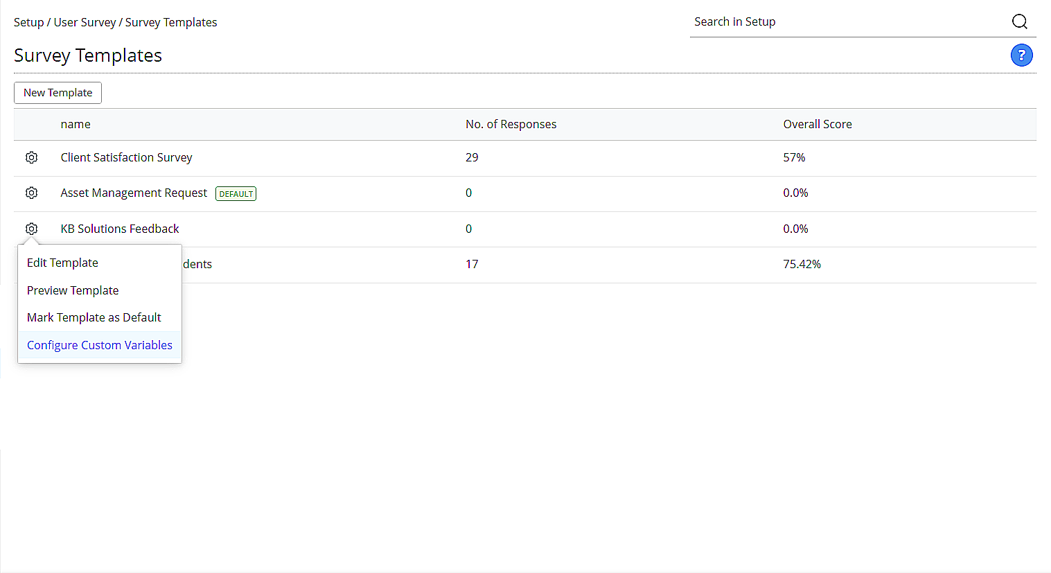 Custom Variables for Survey Templates
