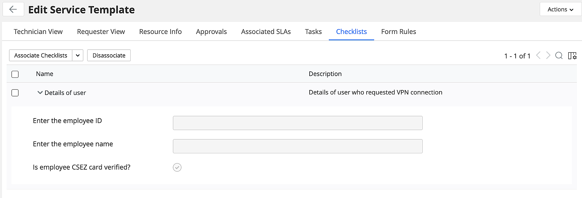 Associate Checklists to Request Templates
