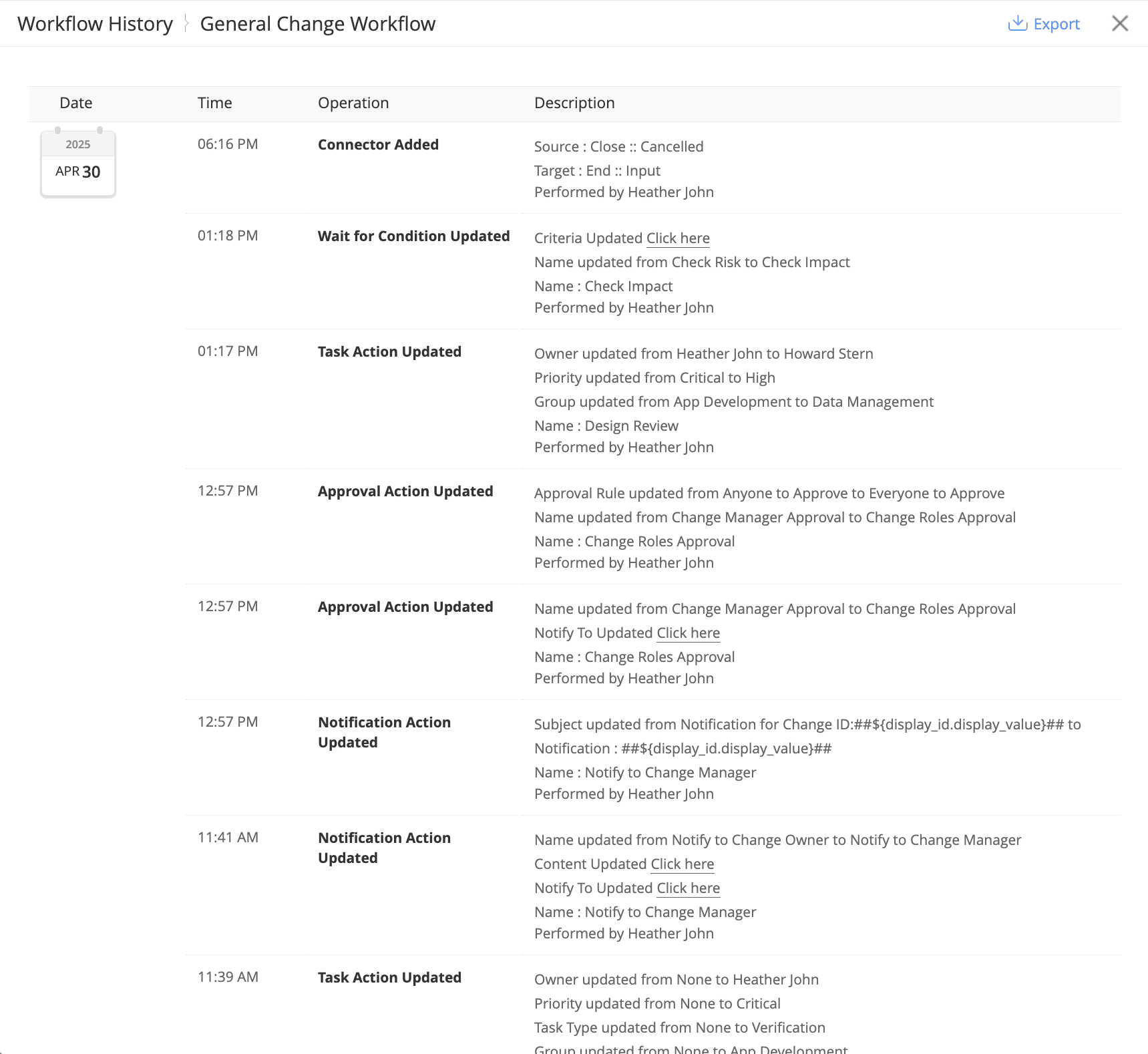 Workflow History Enhancements