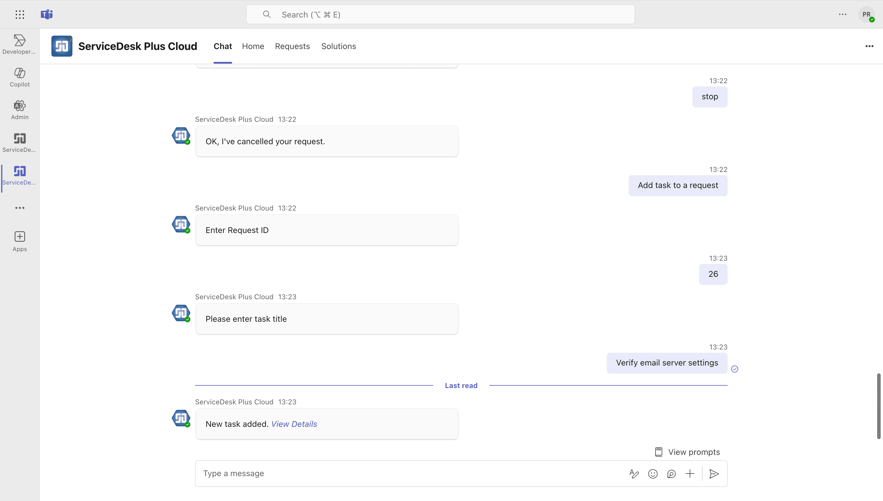 Zia Action Commands in Microsoft Teams